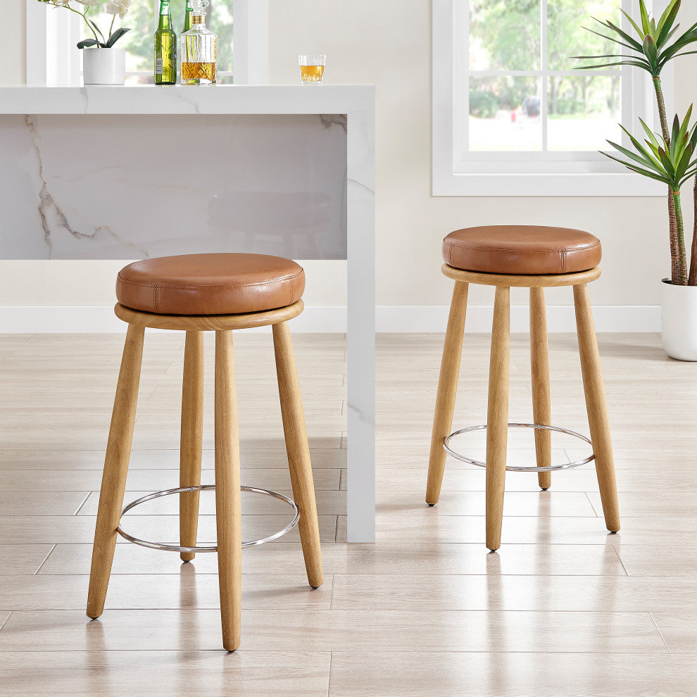 Deandre Backless Swivel Counter Stool, Borneo Chocolate, Pu