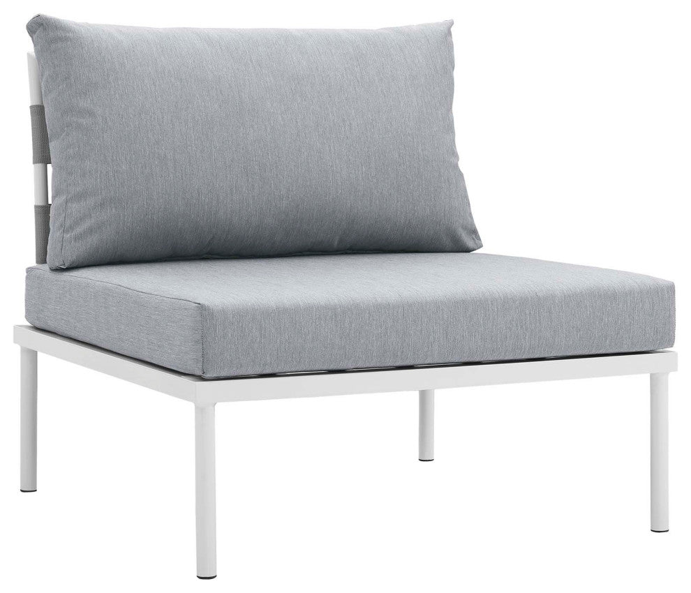 Modway Harmony 8 Piece Outdoor Patio Aluminum Sectional Sofa Set, White Gray