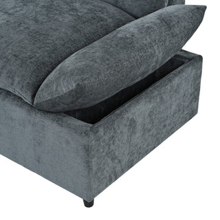 GDF Studio Modern Upholstered Storage Modular Sectional Sofa, Dark Gray