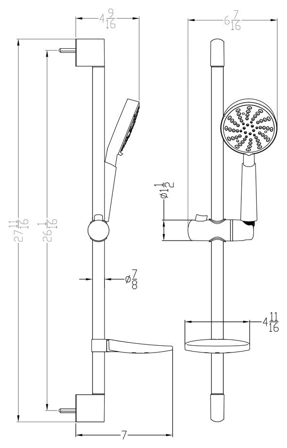 Dawn Multifunction Handshower With Slide Bar, Chrome