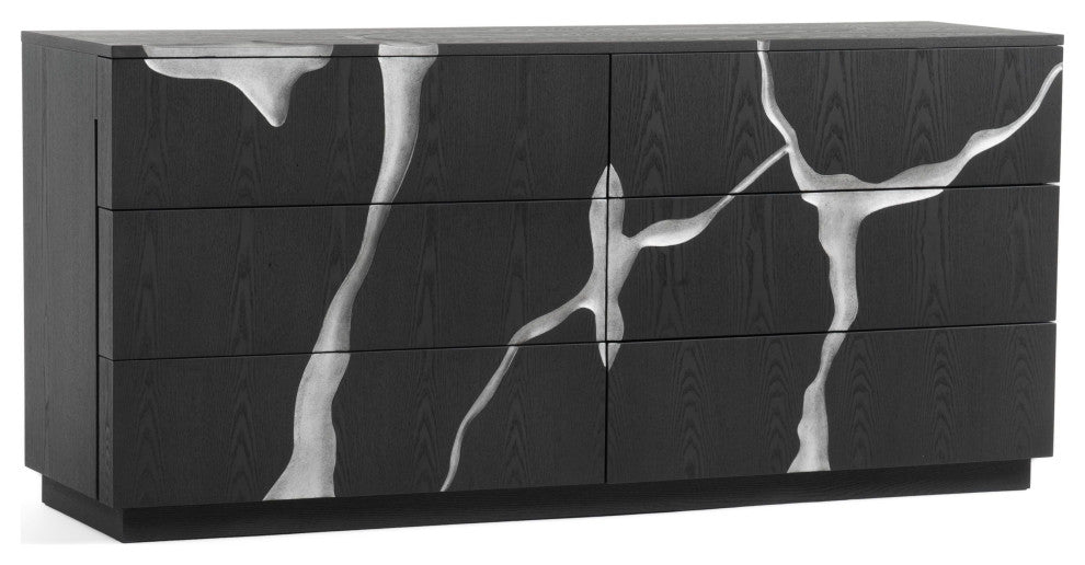 Modrest Aspen Modern Matte Brown Ash and Silver Dresser