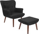 Bayton Upholstered Wingback Chair With Ottoman In Black Fabric