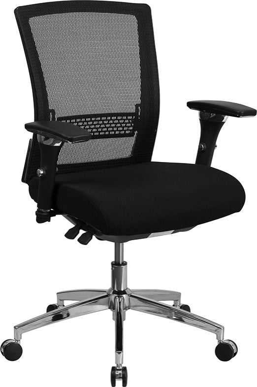 HERCULES Black Mesh Multi-Functional Executive Swivel Chair-Padded Slider Seat
