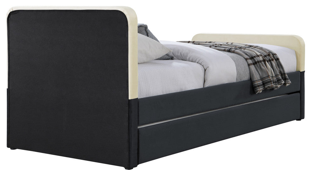 Ivy Upholstered Trundle/Storage Bed, Black, Twin, Velvet