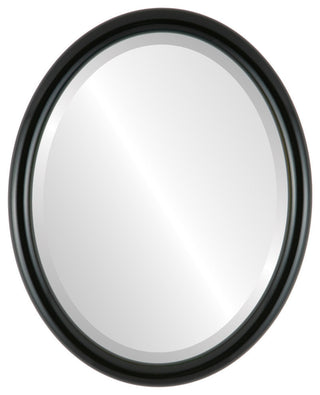 Pasadena Framed Oval Mirror, Gloss Black, 13"x17"