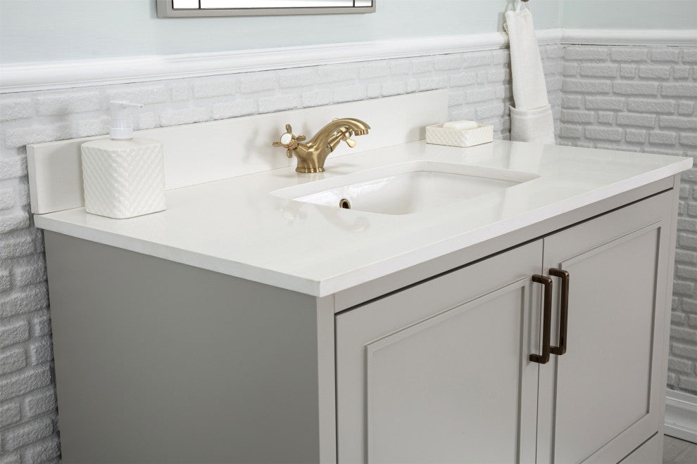 Albia Collection 42" Bathroom Vanity With Sink, Mirror, Countertop, Gray