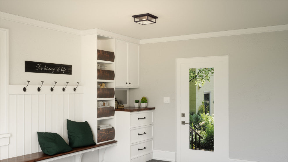 James Allan QZCF42787 Kent 2 Light 12"W Flush Mount Ceiling - Earth Black