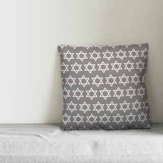 Gray Star of David Pattern 20"x20" Throw Pillow Cover
