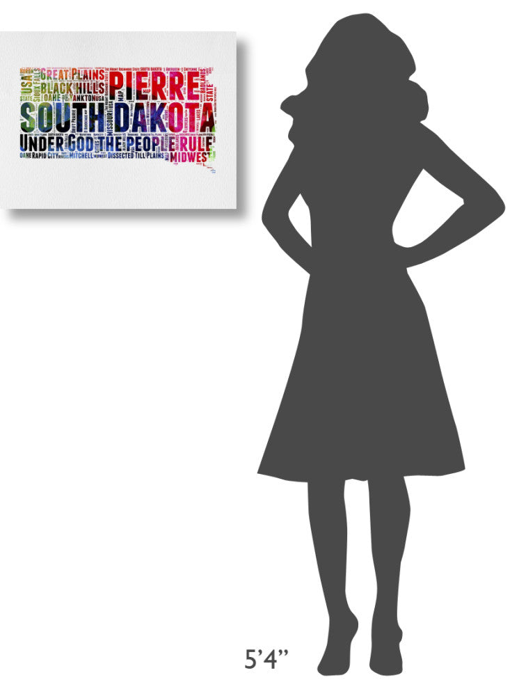 "South Dakota Watercolor Word Cloud" Fine Art Print