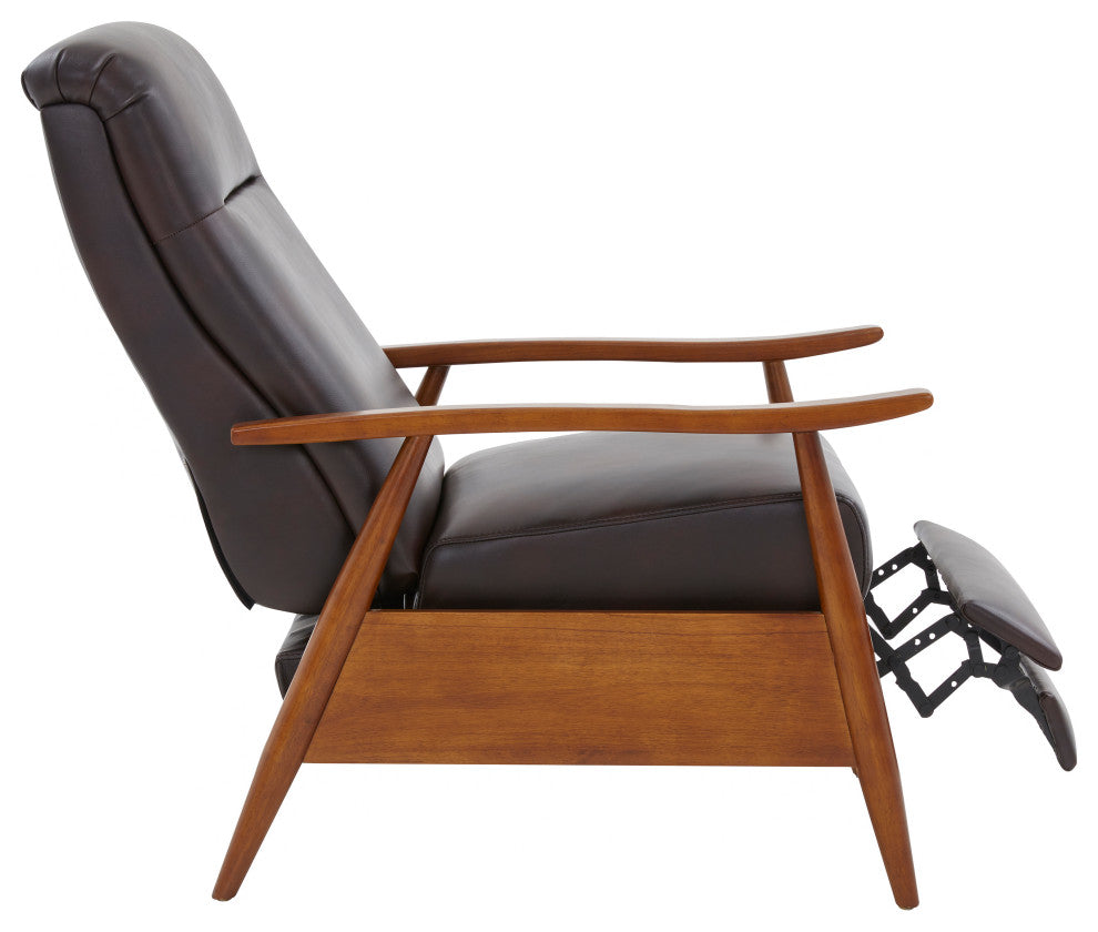 Solaris Wood Arm Push Back Recliner, Burnished Brown