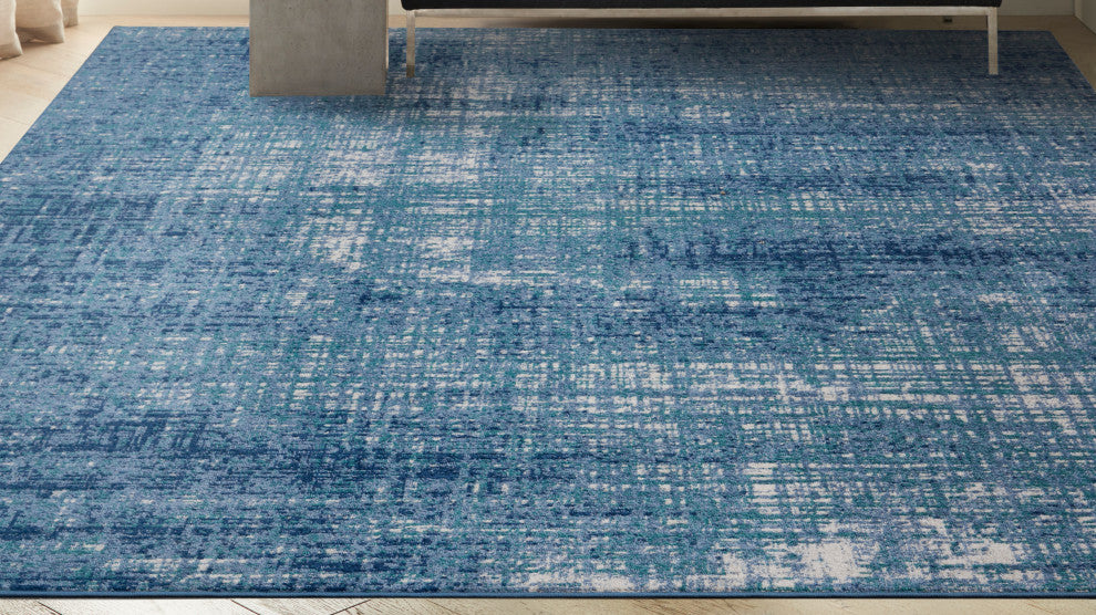 Nourison Home 7'10"x9'10" Calvin Klein River Flow Teal Ivory Blue Area Rug
