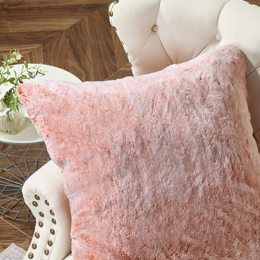 Heavy Faux Fur Throw Pillow Covers 2pcs Set, Burnt Orange, 26''x26''