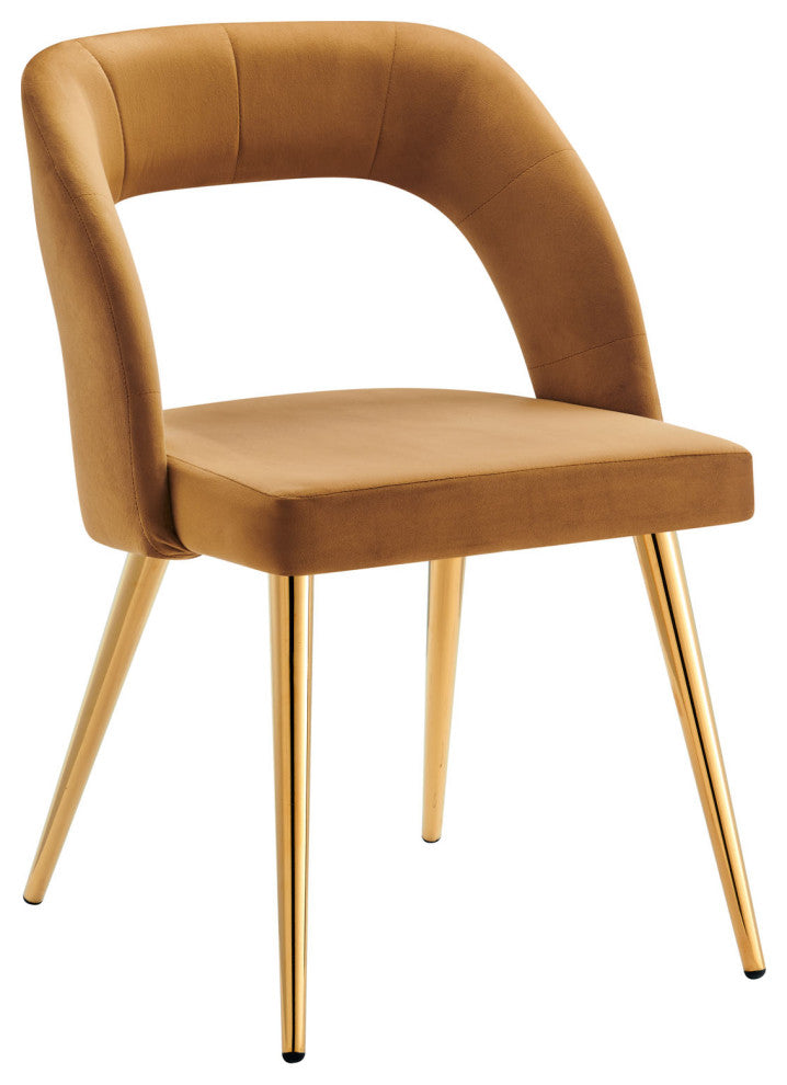 Marciano Performance Velvet Dining Chair Set of 2 Gold Cognac -6030