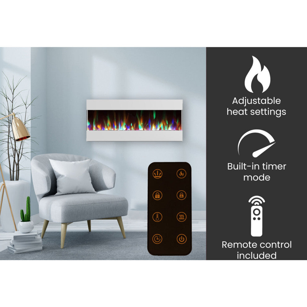 Fireside 50" Recessed/Wall-Mounted Electric Fireplace With Flame Display