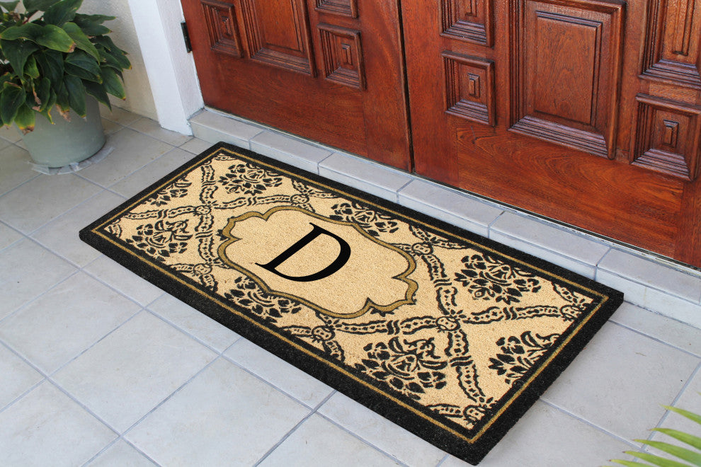 A1HC  Uriel Treated Coir Entry Monogrammed Double Doormat, 60"x30", X-Large, D