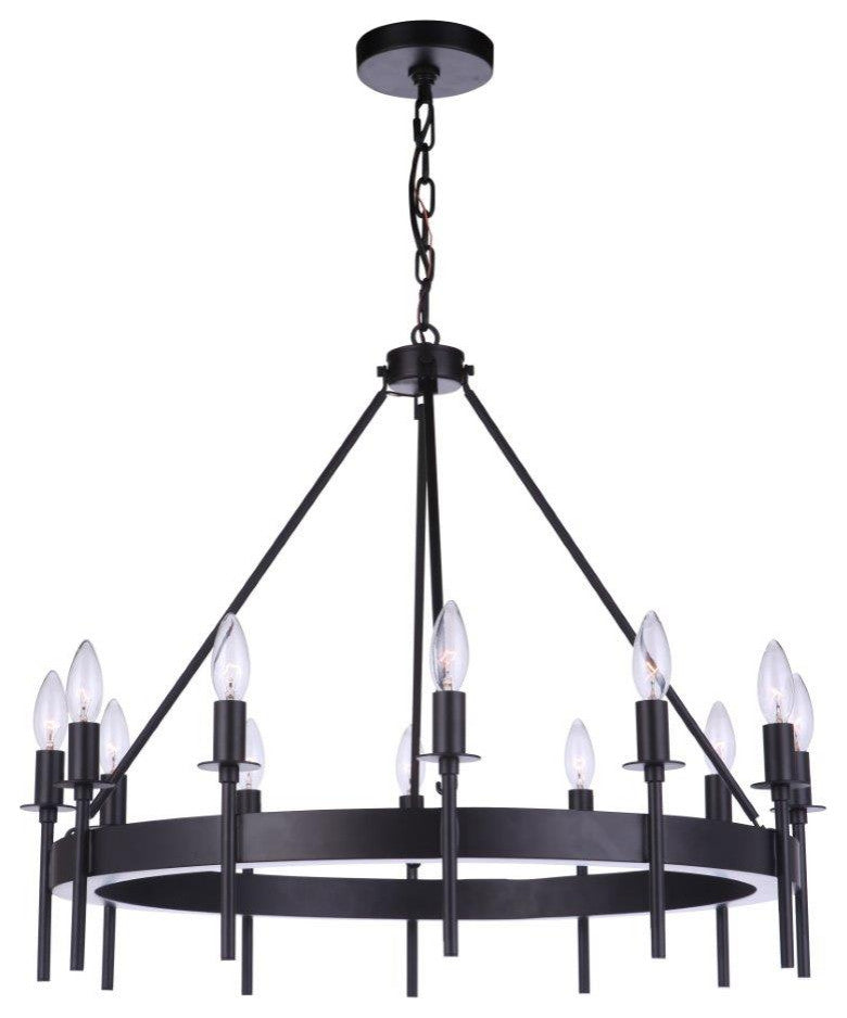 Larrson Chandelier 12  Light  Flat Black