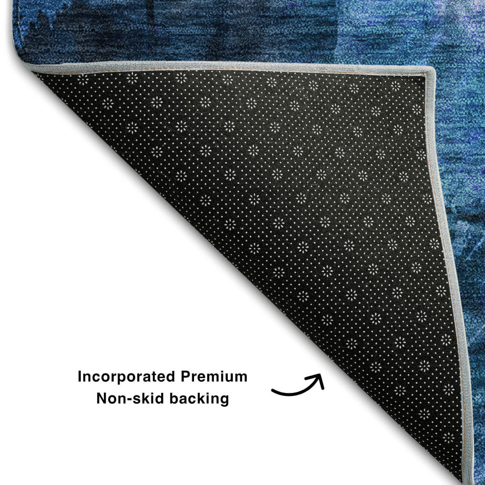 Premium Machine Washable Mayfield AMF560 Navy 10' x 14' Rug