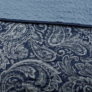 Madison Park Aubrey 5 Piece Reversible Jacquard Bedspread Set, Navy