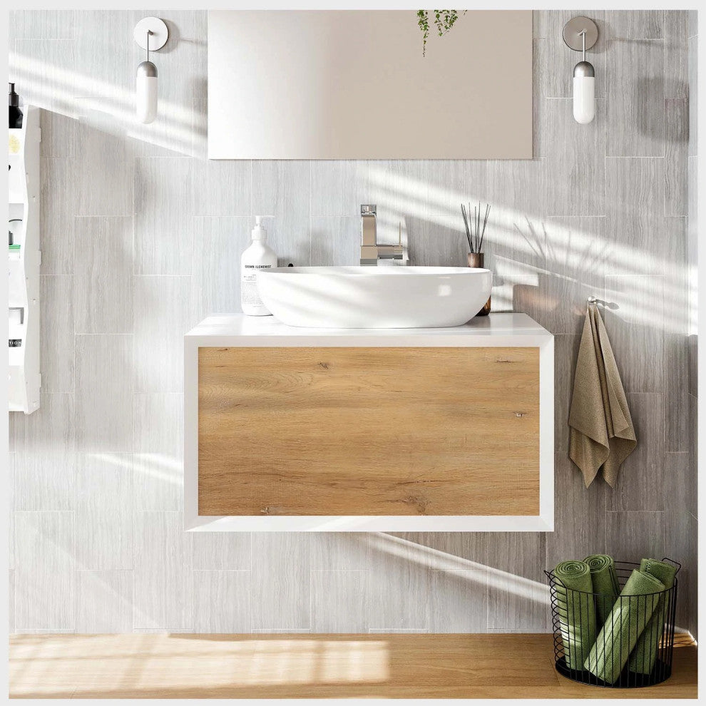 Eviva Santa Monica 30" White Oak Wall Mount Vanity