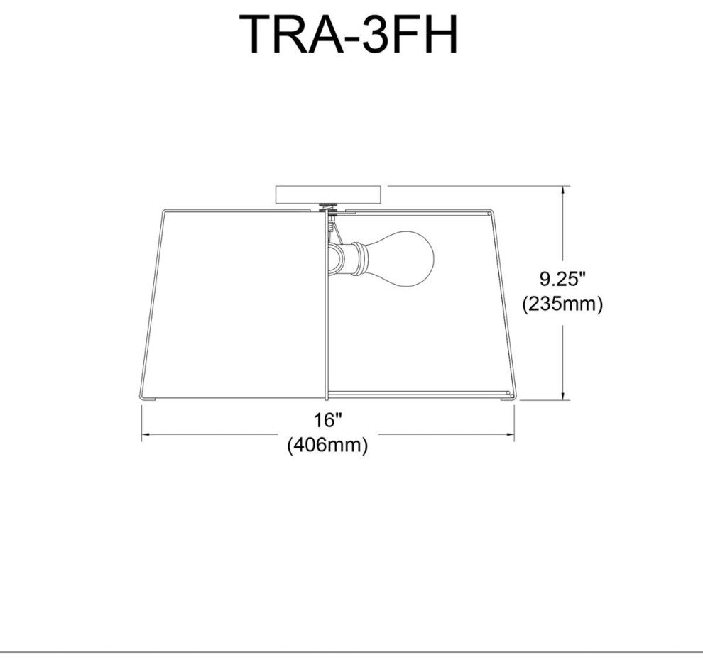 Trapezoid 3 Light Flush Mount, Gold, White