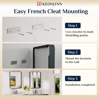 Metal Frame Decorative Rectangular Wall Mount Mirror, Black, 72"x36"