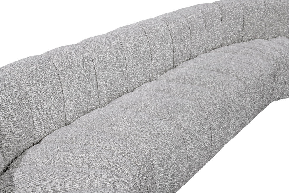 Arc Boucle Fabric Upholstered 8-Pc. U-Shaped Modular Sectional, Grey