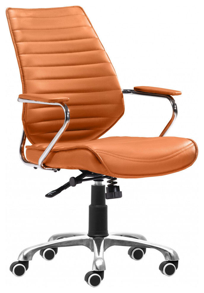 Orange Faux Leather Executive Channel Back Rolling Office Chair