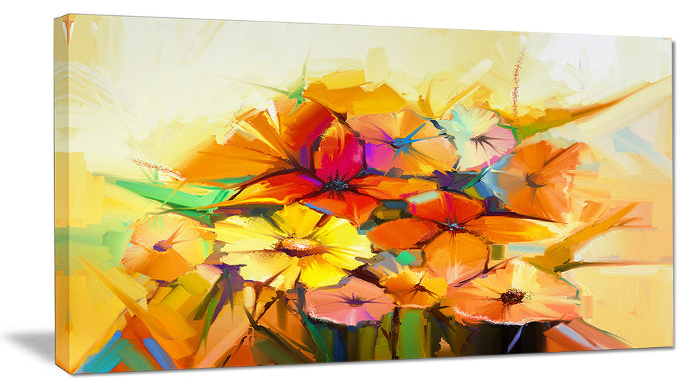 Fantastic Colorful Gerbera Flowers, Large Floral Canvas Art Print, 32"x16"