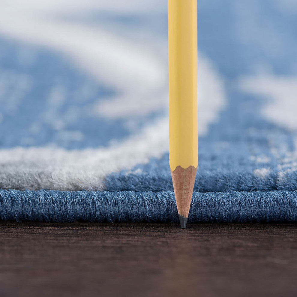 Garland Transitional Floral Navy Rectangle Area Rug, 7.6'x10'