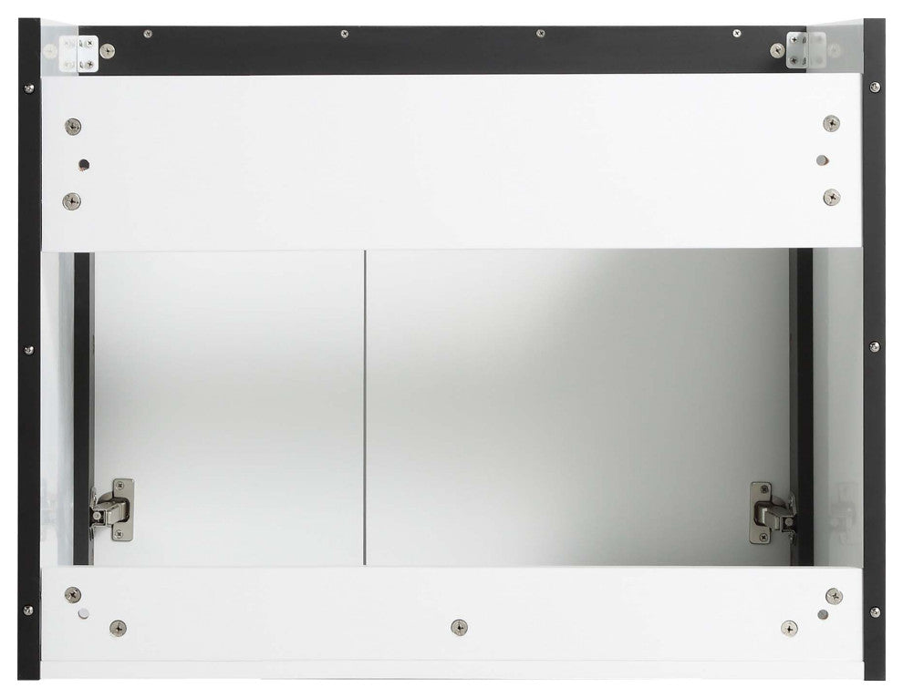 Oakville Wall Mount Bathroom Vanity, White Matte, 30", Black Hardware