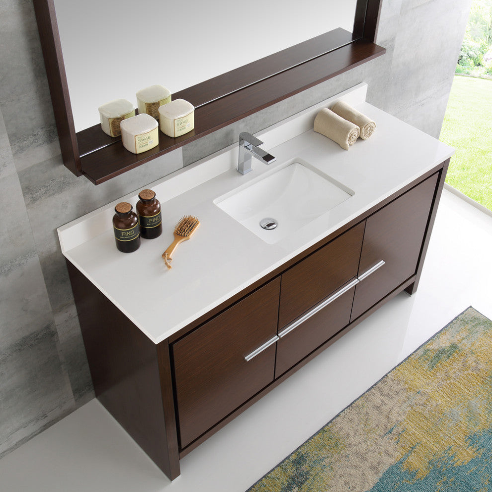 Fresca Allier 60" Wenge Brown Modern Single Sink Bathroom Vanity With Mirror