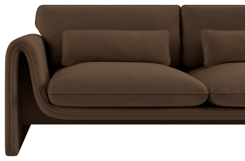 Sloan Brown Velvet Fabric Loveseat