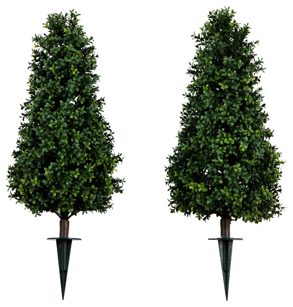 3ft. UV Resistant Artificial Boxwood Plant With Ground Stake Set of 2