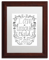 Elizabeth Caldwell 'Unique Child of God' Art, Wood Frame, White Mat, 11x14