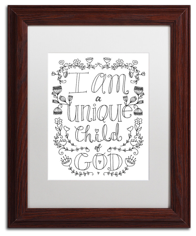 Elizabeth Caldwell 'Unique Child of God' Art, Wood Frame, White Mat, 11x14