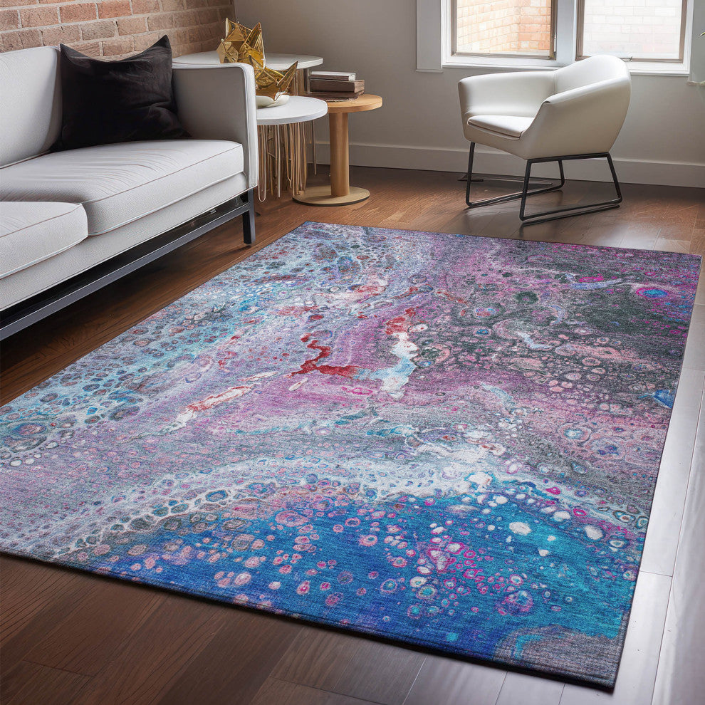 Premium Machine Washable Mayfield AMF588 Blue 2'6" x 3'10" Rug