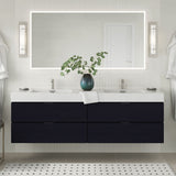 Boutique Bath Vanity, Black, 72", Double Sink, Wall Mount
