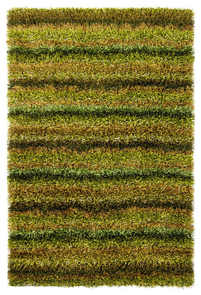 Kubu Striped Area Rug, Green, 5'x7'6" Rectangle
