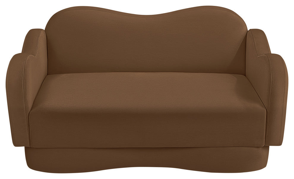 Bloom Upholstered Loveseat, Saddle, Velvet