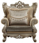 44" X 47" X 50" Upholstery Wood Leg/Trim Chair, 2 Pillows Fabric and Champagne