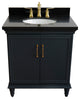 31" Single Vanity, Dark Gray Finish With Black Galaxy And Oval Sink