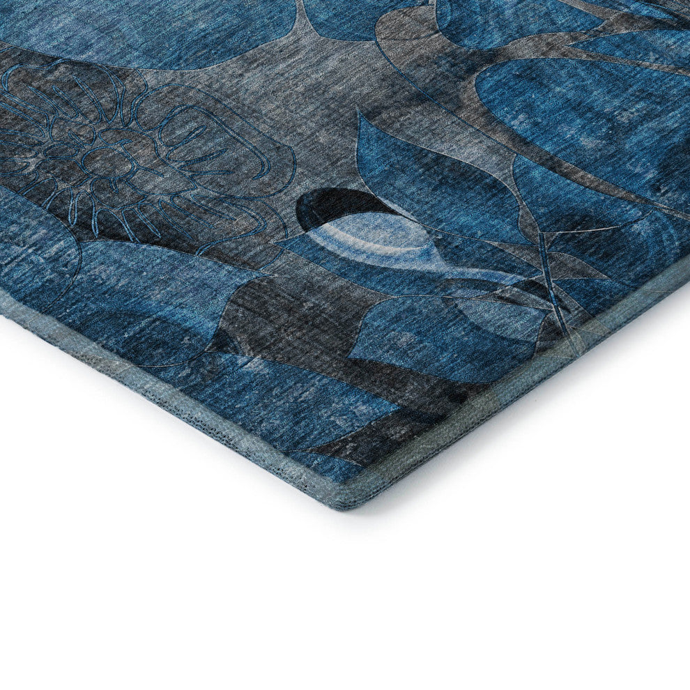 Premium Machine Washable Mayfield AMF558 Blue 2'3" x 7'6" Runner Rug