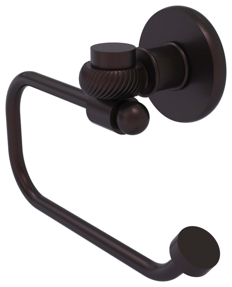Continental Euro Style Toilet Tissue Holder With Twist Accent, Antique Bronze