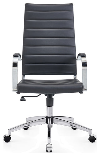 LUXMOD High Back Adjustable Swivel Computer Chair, Black