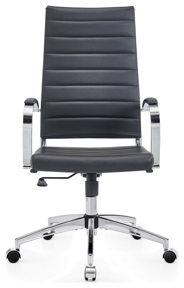 LUXMOD High Back Adjustable Swivel Computer Chair, Black