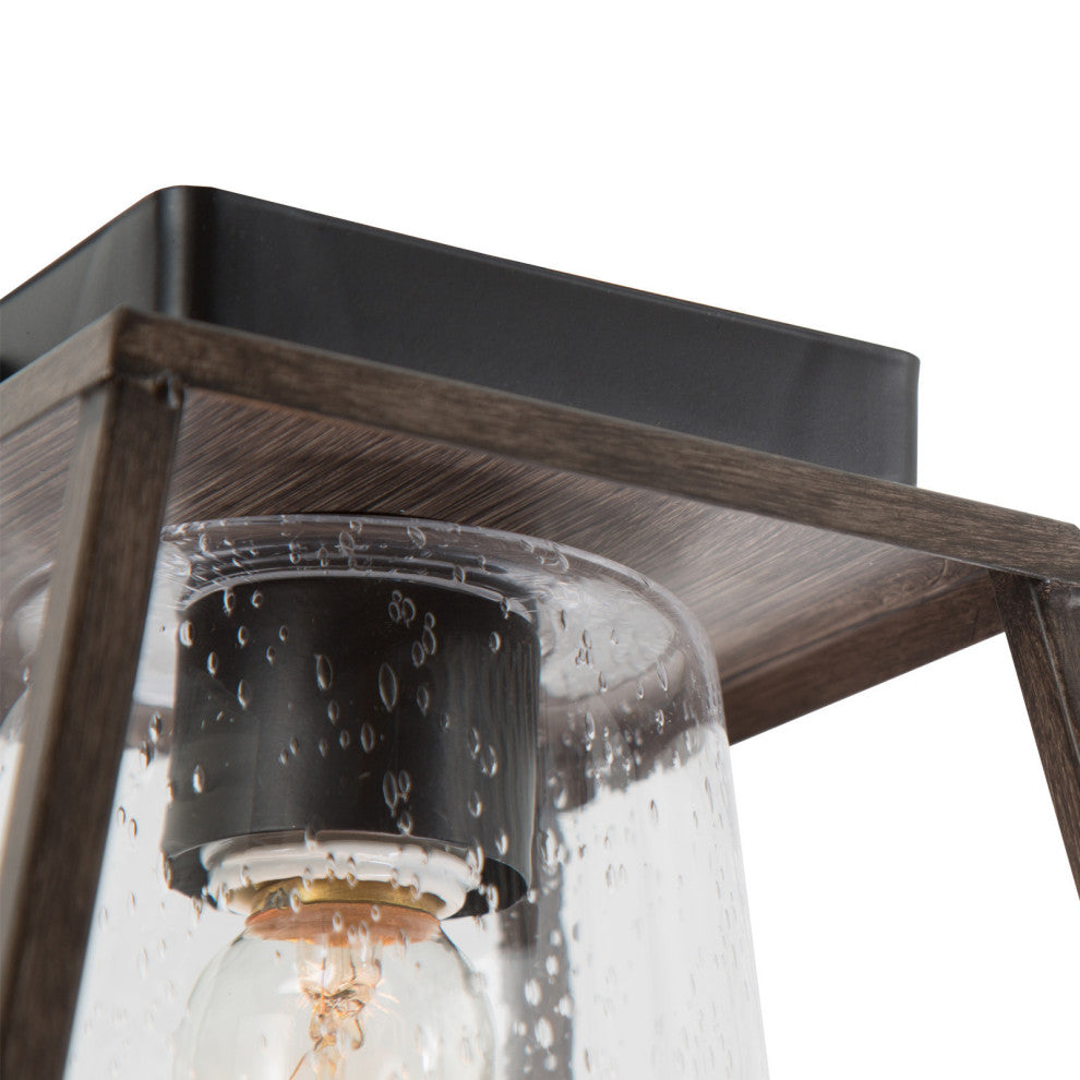 LNC Modern 1-Light Trapezoidal Flush Mount Light With Seeded Glass Shade