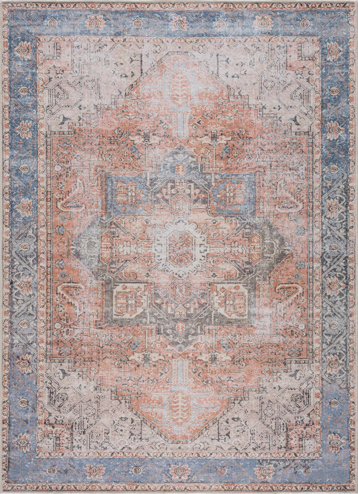 Hauteloom Rosman Distressed Washable Rug, 8'10"x12' Rectangle