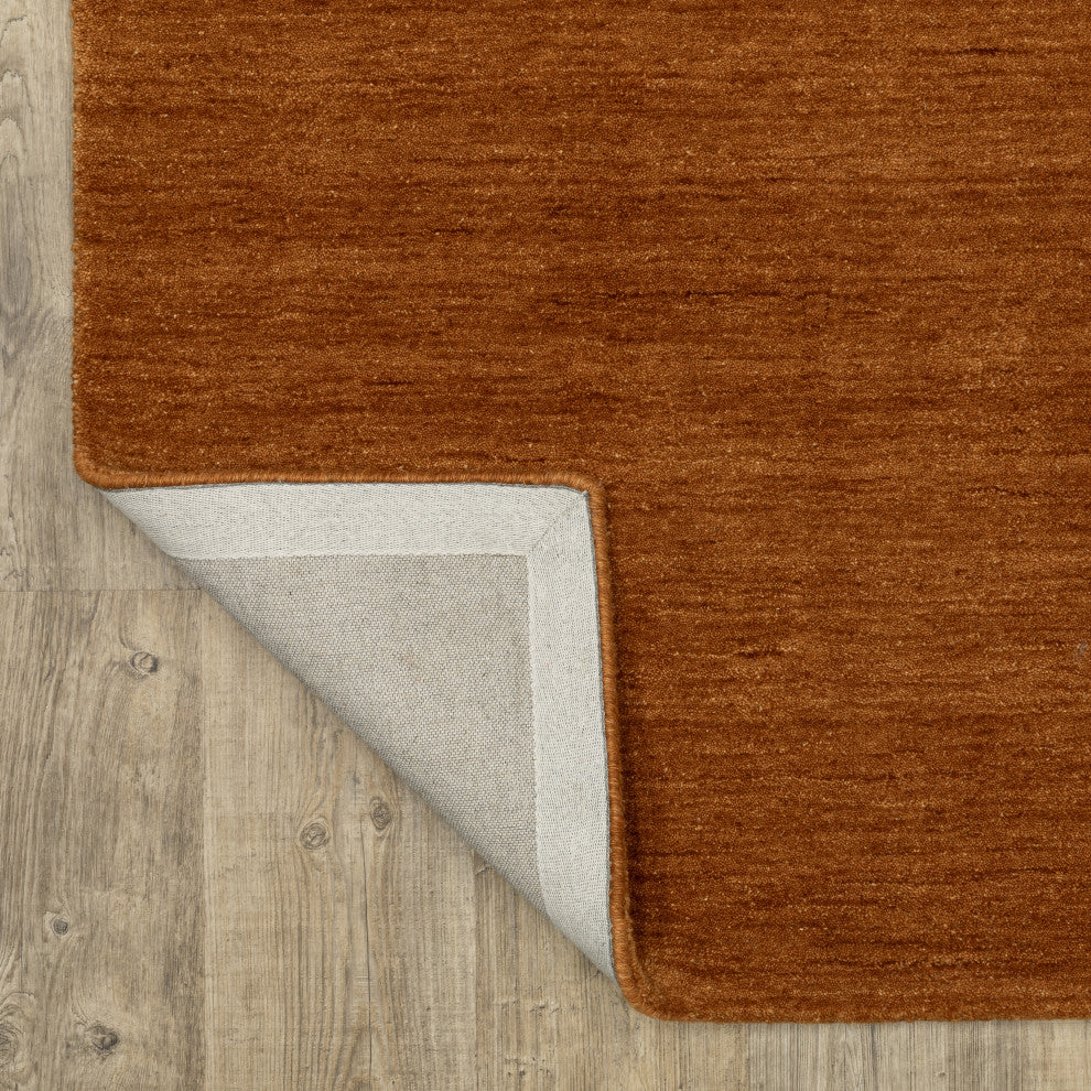 Apollo Heathered Solid Rust Hand-Made Wool Area Rug 6' x 9'