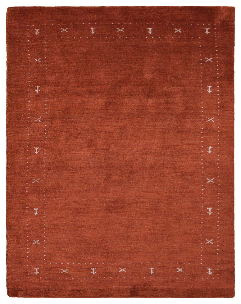HAND KNOTTED LOOM SILK ECO-FRIENDLY AREA RUG -8'x10',Rectangle,Rust,Contemporary