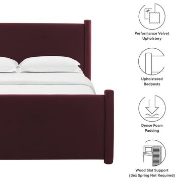 Rael Performance Velvet King Platform Bed, Mulberry